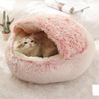 2-In-1 Round Plush Pet Bed Warm Soft Comfortable House