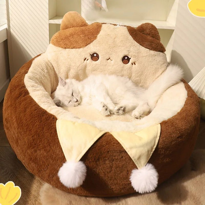 Round Pet Bed Cushion Warm Soft Deep Sleep Sofa Mattress